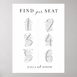 ミニマル結婚リストの6テーブル座席表の記号 ポスター