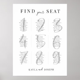 ミニマル結婚リストの9テーブル座席表の記号 ポスター