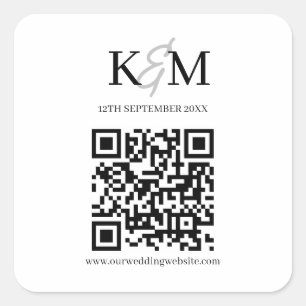 ミニマル結婚リストのQRコードスキャン結婚のウェブサイト スクエアシール