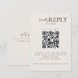 ミニマル結婚リストのQRコード書道RSVPカード 出欠カード