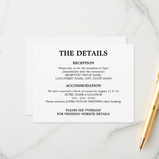 ミニマル結婚リストのQRコード詳細エンクロージャカード エンクロージャーカード (正面/裏面インサイチュ)