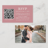 ミニマル結婚リストのQRフォトほこりっぽいバラRSVP エンクロージャーカード (正面/裏面)