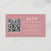 ミニマル結婚リストのQRフォトほこりっぽいバラRSVP エンクロージャーカード (正面)