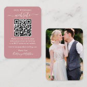 ミニマル結婚リストのWebサイト写真QR埃バラ エンクロージャーカード (正面/裏面)