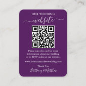 ミニマル結婚リストのWebサイト写真QR紫 エンクロージャーカード (正面)