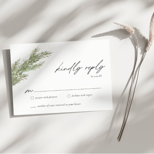 ミニマル結婚リストのWinter RSVPエンクロージャカード 招待状