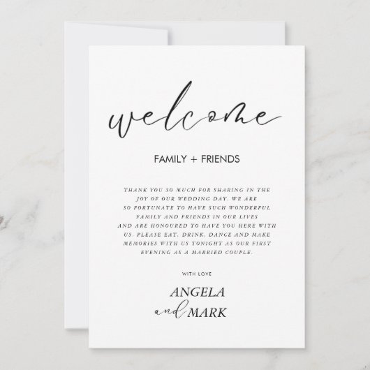 ミニマル結婚リストウェルカムゲストサンキューカード 招待状 (正面)