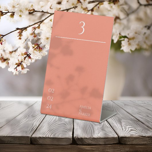 ミニマル結婚リストオレンジのテーブル番号 台座サイン