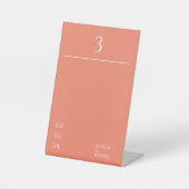 ミニマル結婚リストオレンジのテーブル番号 台座サイン (正面)