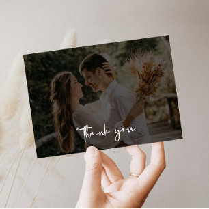 ミニマル結婚リストオーバーレイの写真サンキューカード サンキューカード