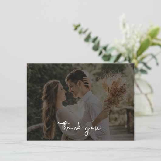 ミニマル結婚リストオーバーレイの写真サンキューカード サンキューカード (スタンド正面)
