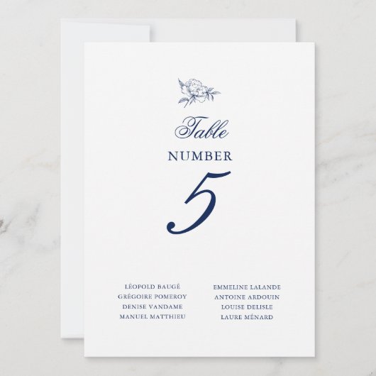 ミニマル結婚リストシーティングチャートカード (正面)