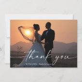 ミニマル結婚リストスクリプトの写真サンキューカード サンキューカード (正面)