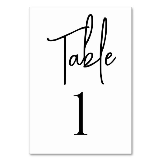ミニマル結婚リストスクリプトの白い表番号カード テーブルナンバー (裏面)