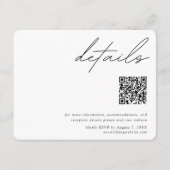 ミニマル結婚リストスクリプトの詳細QRコードRSVP エンクロージャーカード (正面)