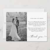 ミニマル結婚リストスクリプトの4枚の写真サンキューカード サンキューカード (正面)