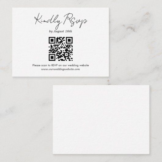 ミニマル結婚リストスクリプトのQRコードRsvp エンクロージャーカード (正面/裏面)