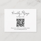 ミニマル結婚リストスクリプトのQRコードRsvp エンクロージャーカード (正面)