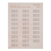 ミニマル結婚リストピンクフローラの座席表 ポスター (正面)