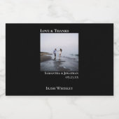 ミニマル結婚リストブラックのフォトラブ&ミ感謝していニオ リキュールボトルラベル (シングルラベル)