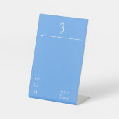 ミニマル結婚リストブルーのテーブル番号 台座サイン (正面)
