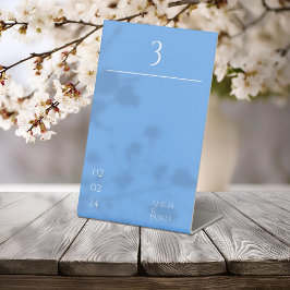 ミニマル結婚リストブルーのテーブル番号 台座サイン