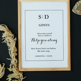 ミニマル結婚リストモノグラムのバスケットサイン ポスター