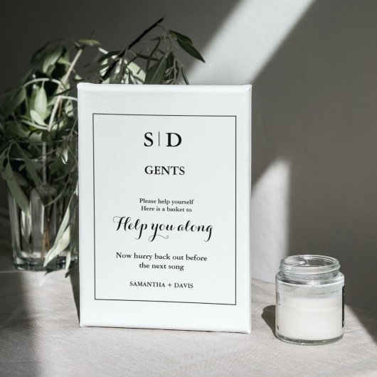 ミニマル結婚リストモノグラムのバスケットサイン 台座サイン