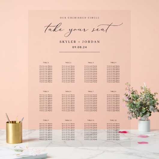 ミニマル結婚リスト座席表アクリル記号 アクリルサイン (ウェディング)