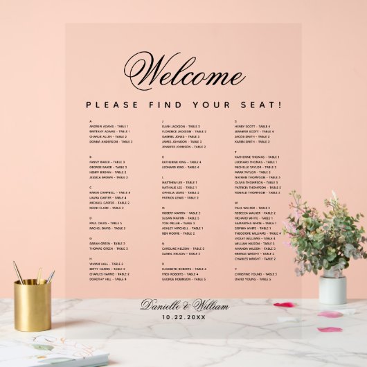 ミニマル結婚リスト座席表 アクリルサイン (ウェディング)