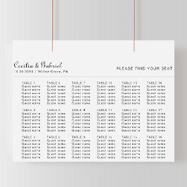 ミニマル結婚リスト座席表 ポスター