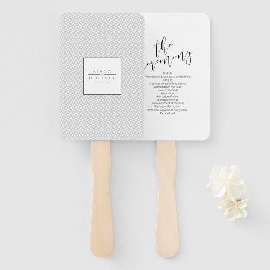 ミニマル結婚リスト式ブラックID523 ハンドファン (正面&裏面)