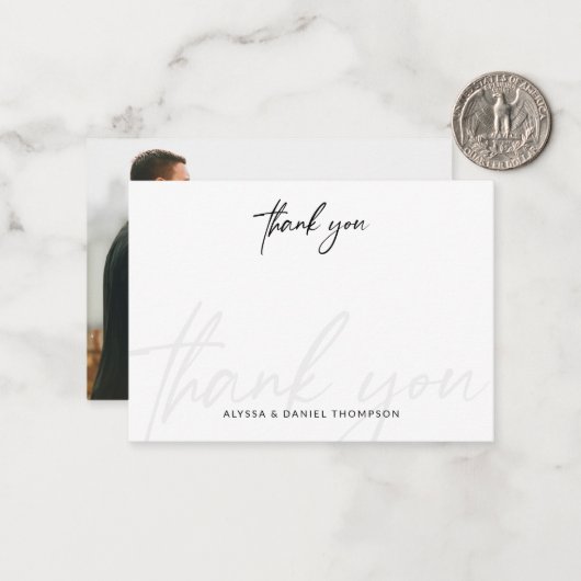 ミニマル結婚リスト書のシンプル写真感謝してい ノートカード (正面/裏面インサイチュ)