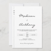 ミニマル結婚リスト書道の写真QRコード 招待状 (正面)