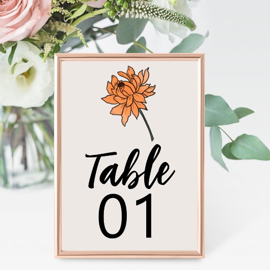 ミニマル結婚リスト菊の表番号 テーブルナンバー