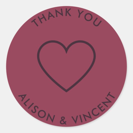 ミニマル結婚リスト・ブルゴーニュ ラウンドシール (正面)