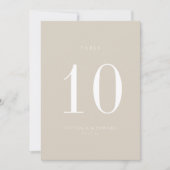 ミニマル結婚リストBeigeのテーブル番号カード 招待状 (正面)