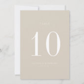 ミニマル結婚リストBeigeのテーブル番号カード 招待状 (裏面)
