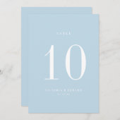 ミニマル結婚リストSky Blueのテーブル番号カード 招待状 (正面/裏面)