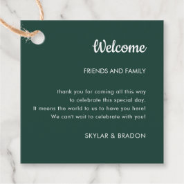 ミニマル結婚主義のエメラルドグリーン歓迎ギフト フェイバータグ