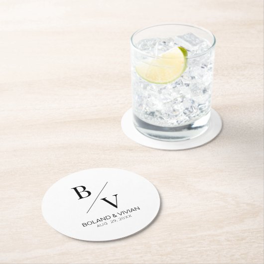 ミニマル結婚主義のデコのカスタムウェディングコースター ラウンドペーパーコースター (インサイチュ)