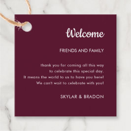 ミニマル結婚主義のブルゴーニュ歓迎ギフト フェイバータグ