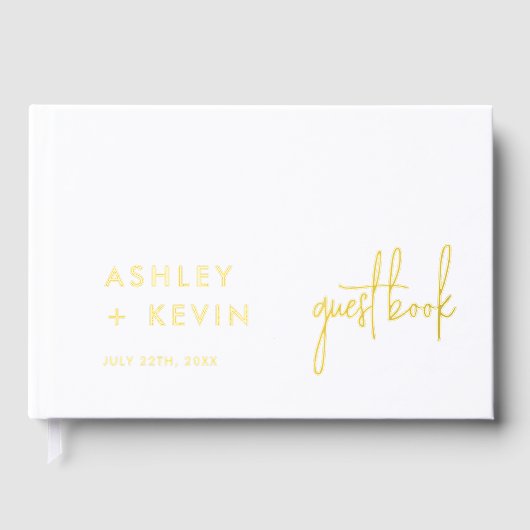 ミニマル結婚主義の写真の署名ゴールドフォイル ゲストブック (正面)