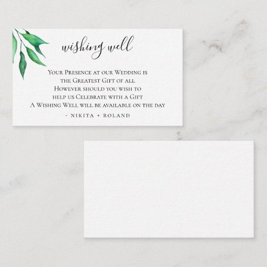 ミニマル結婚主義の緑の願い エンクロージャーカード (正面/裏面)