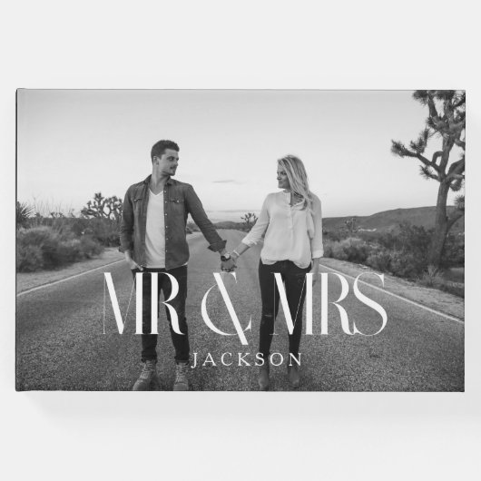 ミニマル結婚主義シックデザインホワイト夫妻 ゲストブック (正面)