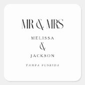 ミニマル結婚主義シックデザインホワイト夫妻 スクエアシール (正面)