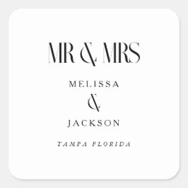ミニマル結婚主義シックデザインホワイト夫妻 スクエアシール