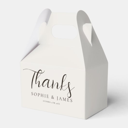 ミニマル結婚主義ベージュの贈り物 フェイバーボックス (正面サイド)