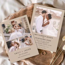 ミニマル結婚主義ホワイトのテラコッタ4枚の写真 招待状