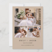 ミニマル結婚主義ホワイトのテラコッタ4枚の写真 招待状 (正面)